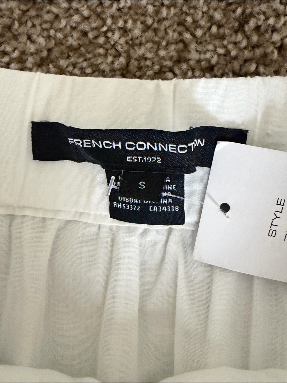 French Connection White Midi Skirt with Navy Trim - Picture 7 of 12